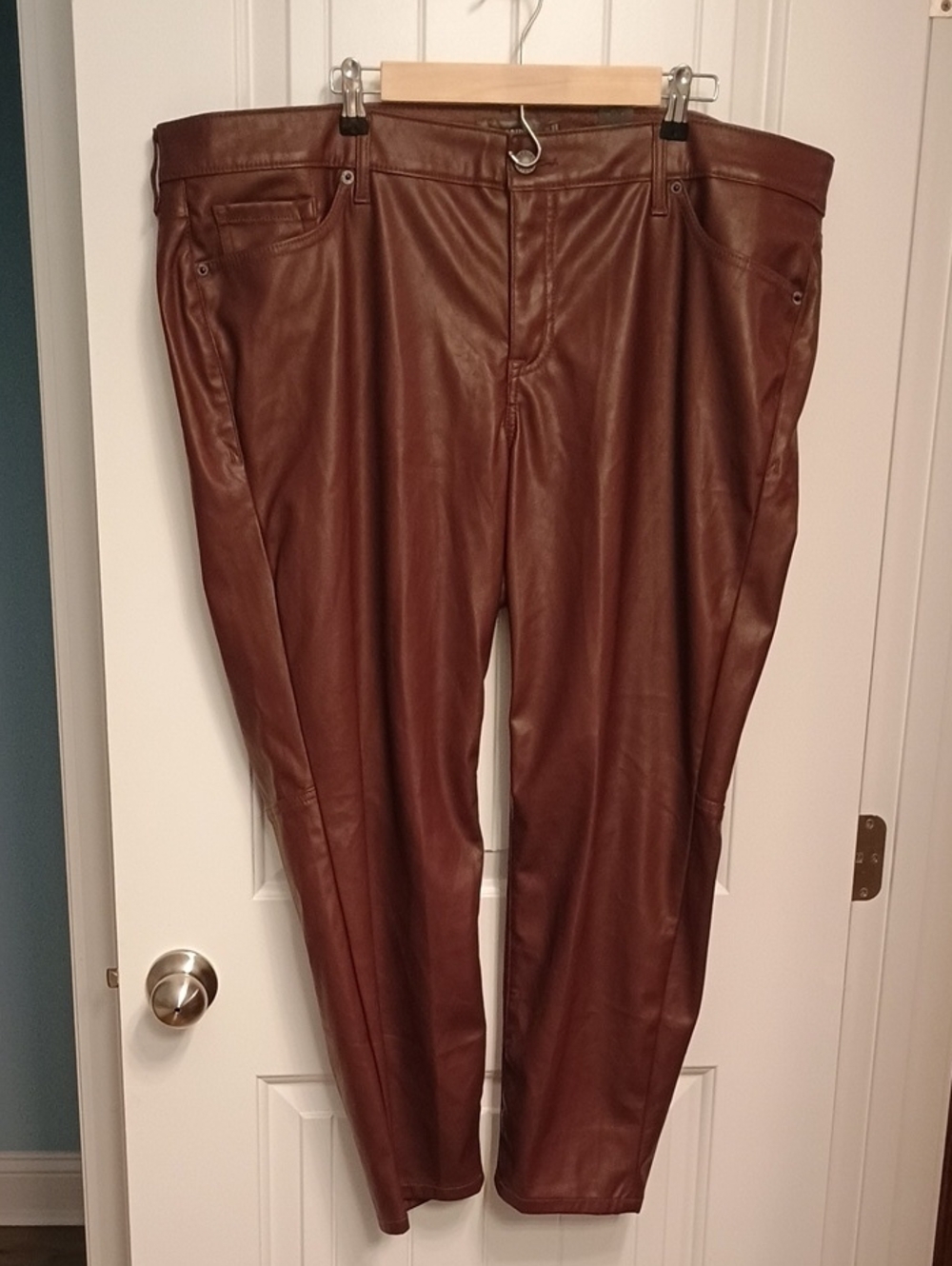 Women’s Faux Leather Jeans - Maroon